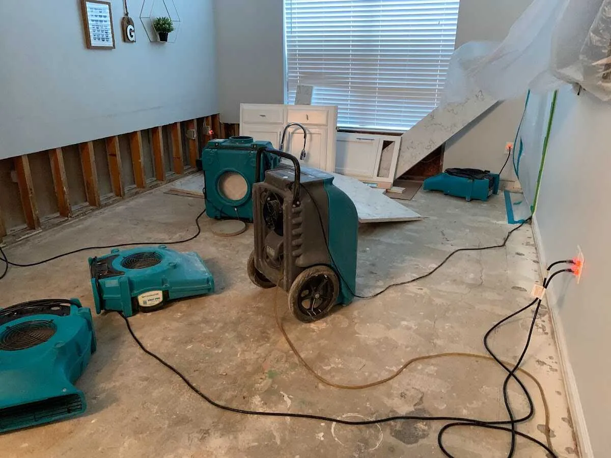 Dehumidifier in flood-cut room for Water Extraction & Removal in Kingsburg